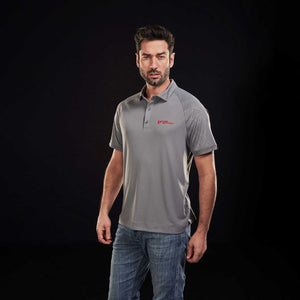 Open image in slideshow, Man wearing grey Speed Responsibly polo shirt
