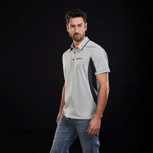 Open image in slideshow, Man wearing grey Speed Responsibly premium polo shirt

